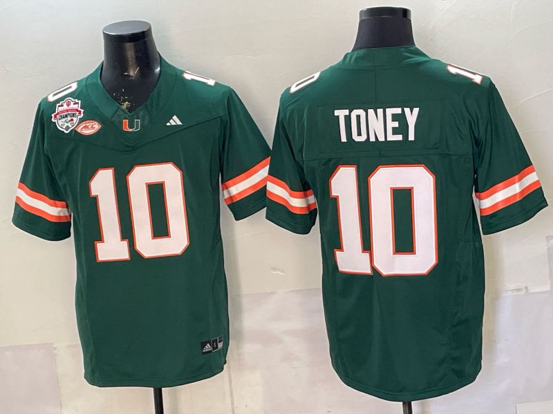 Men 2026 Miami Hurricanes #10 Toney Green 3th generations Limited NCAA Jersey 057